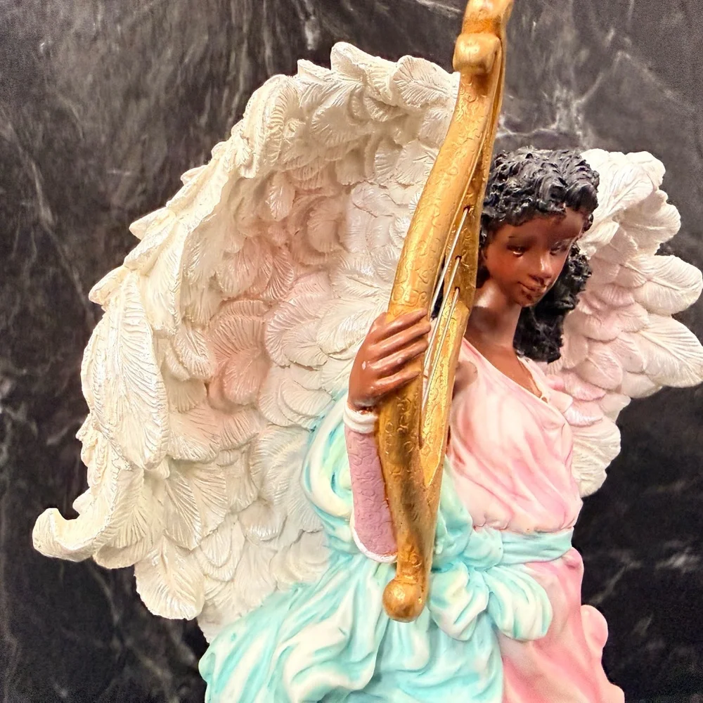 Angel Playing Harp Figurine